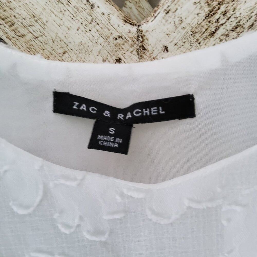 Zac & Rachel White Jacquard Floral Sleeveless Tank Ruffle Strap Romantic Boho - Picture 7 of 7
